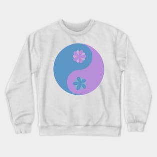 Floral yin yang in digital lavender and tranquil blue Crewneck Sweatshirt